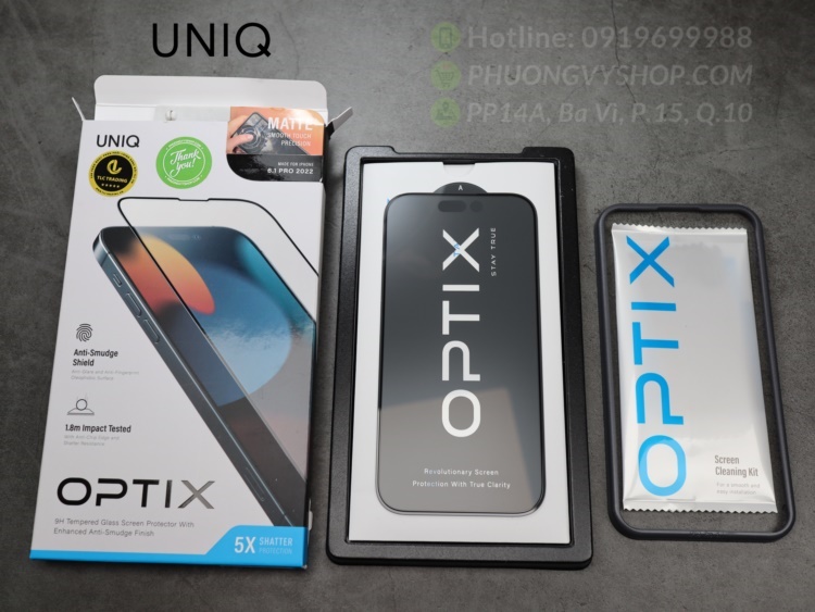 Dán cường lực iPhone 14 ProMax - UniQ Matte (chống vân tay)
