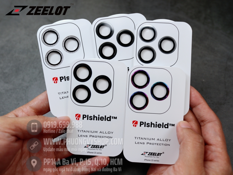 Dán bảo vệ camera hiệu Zeelot Plshield - iPhone 15 ProMax / iPhone 15 Pro 6.1"